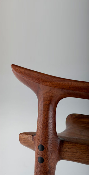 Detailed view of premium American walnut wood grain texture