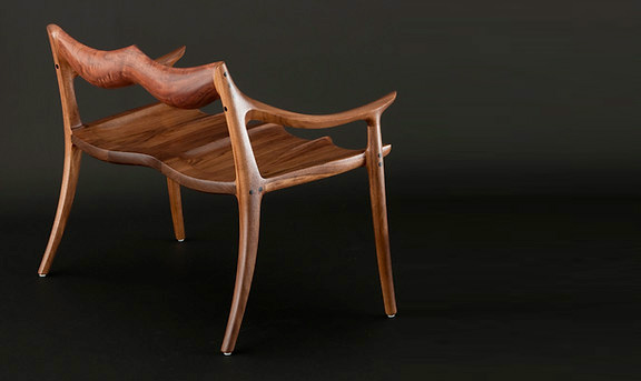Finished mid-century inspired furniture piece in natural setting
